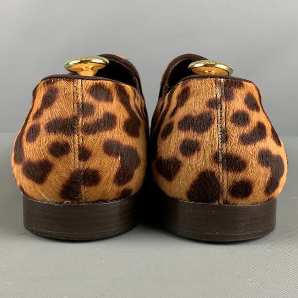 YVES SAINT LAURENT Size 8 Brown Tan Animal Print Leather Slip On Loafers main image 10